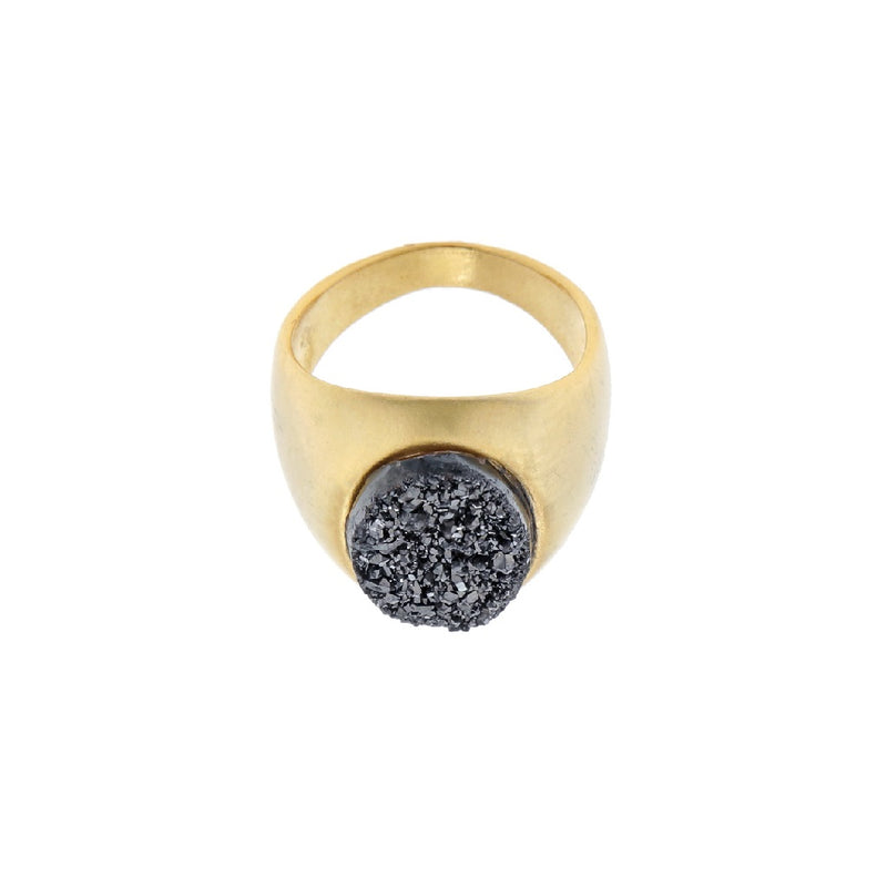 Serena- Oval Signet Druzy/ Onyx Gemstone Statement Ring