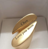 Ana- Chic Open Statement Ring With Black Engraving