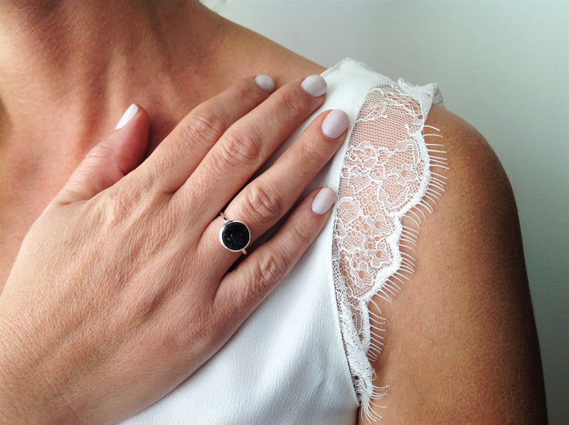 Angelica- Delicate Druzy Gemstone Ring