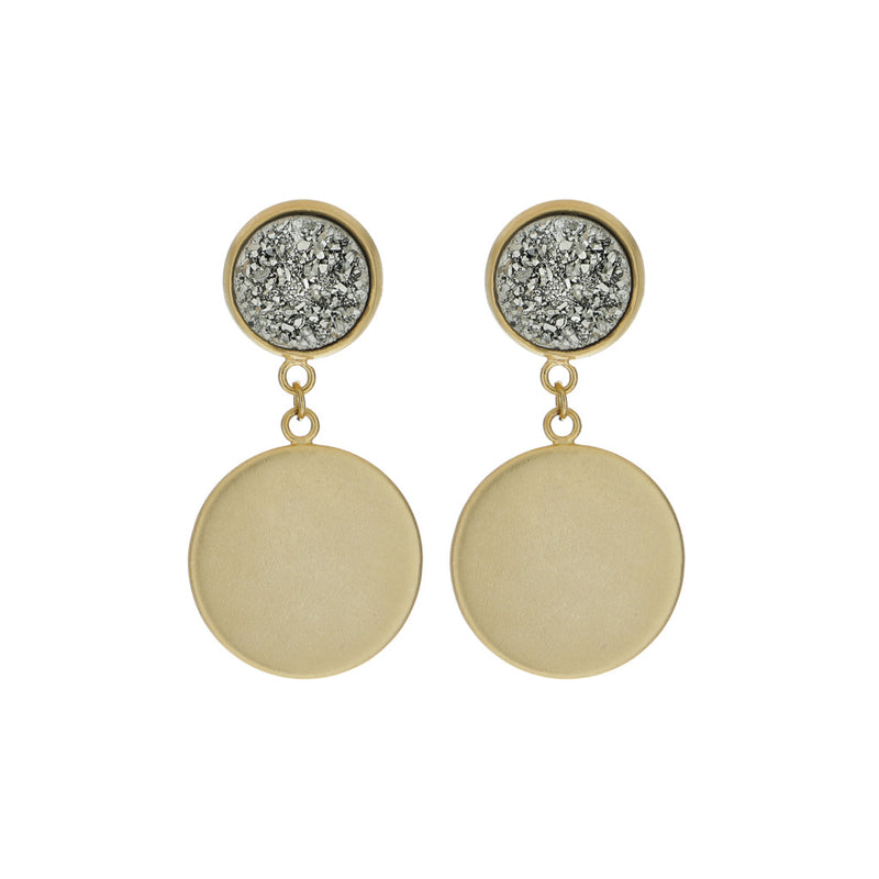 Adrianna- Round Dangle Druzy Studs Earrings