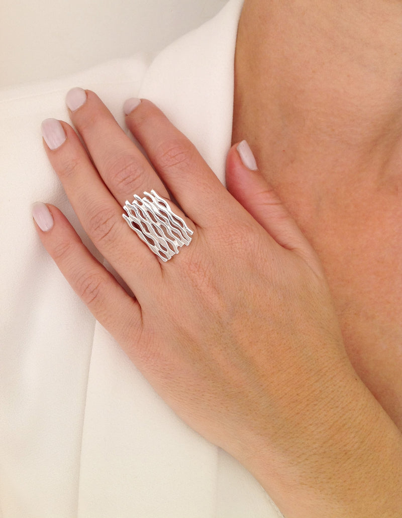 Daniella-Waves Statement Silver Ring