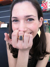 Serena- Oval Signet Druzy/ Onyx Gemstone Statement Ring