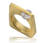 Elizabeth- Solid Gold Zircon Square Ring