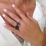 Allegra- Unique Open Ring With Two Druzy Gemstones