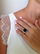 Sabrina- Round Signet Druzy Gemstone Ring