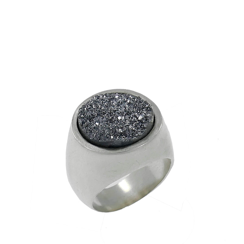 Sabrina- Round Signet Druzy Gemstone Ring