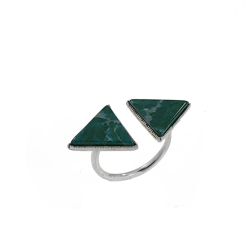 Tria-Unique Adjustable 2 Triangle Gemstone Ring