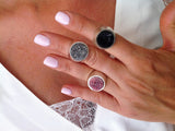 Sabrina- Round Signet Druzy Gemstone Ring