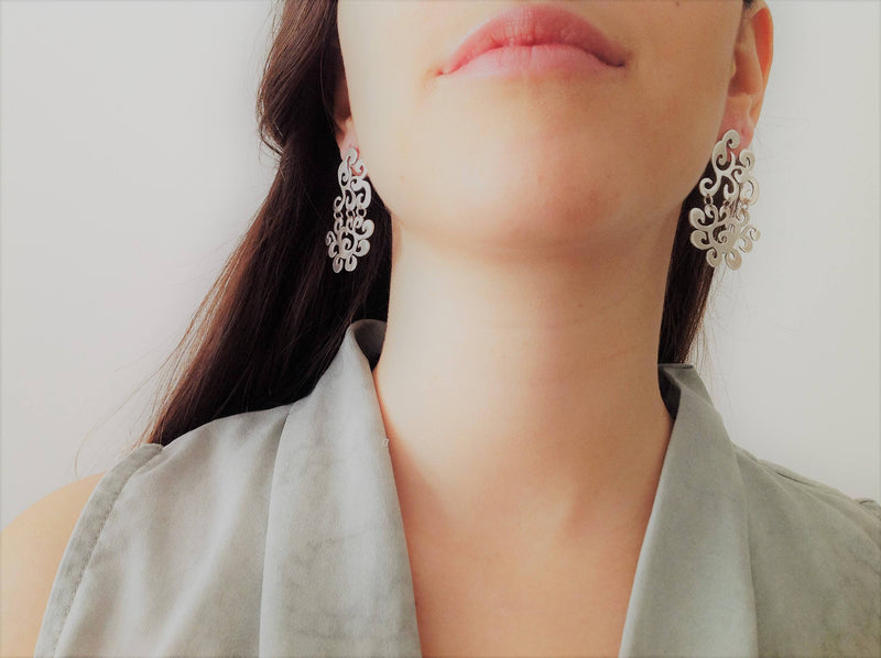 Emilia-Statement Waved Bridal Earrings