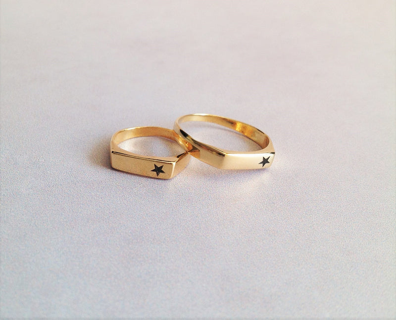 Joy- Two Personalized Pinky Signet Rings