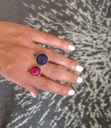 Amy- 2 Gemstones Adjustable Statement Ring