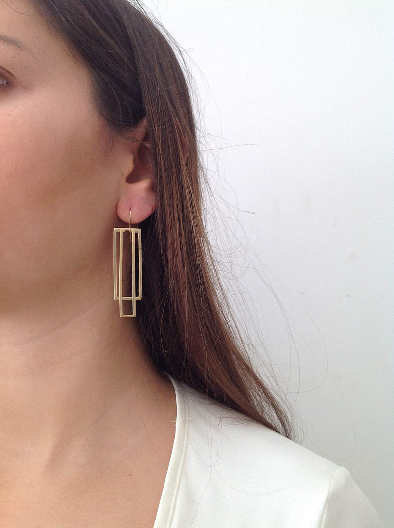 Laura- Statement Rectangle Long Earrings