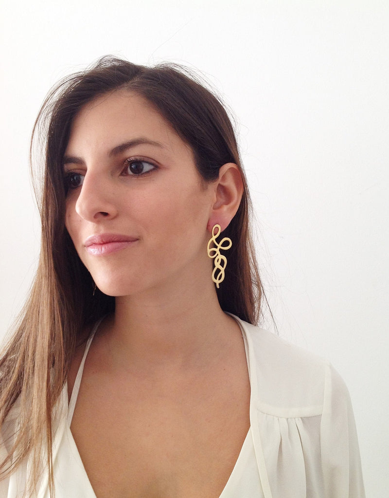 Caroline-Unique Statement Curved Stud Earrings