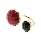 Amy- 2 Gemstones Adjustable Statement Ring