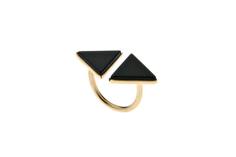 Tria-Unique Adjustable 2 Triangle Gemstone Ring