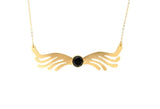 Miles- Art-Deco Wing Shaped Long Charm Black Onyx Necklace